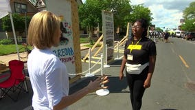 Minneapolis woman works to save plywood artwork after Floyd's death