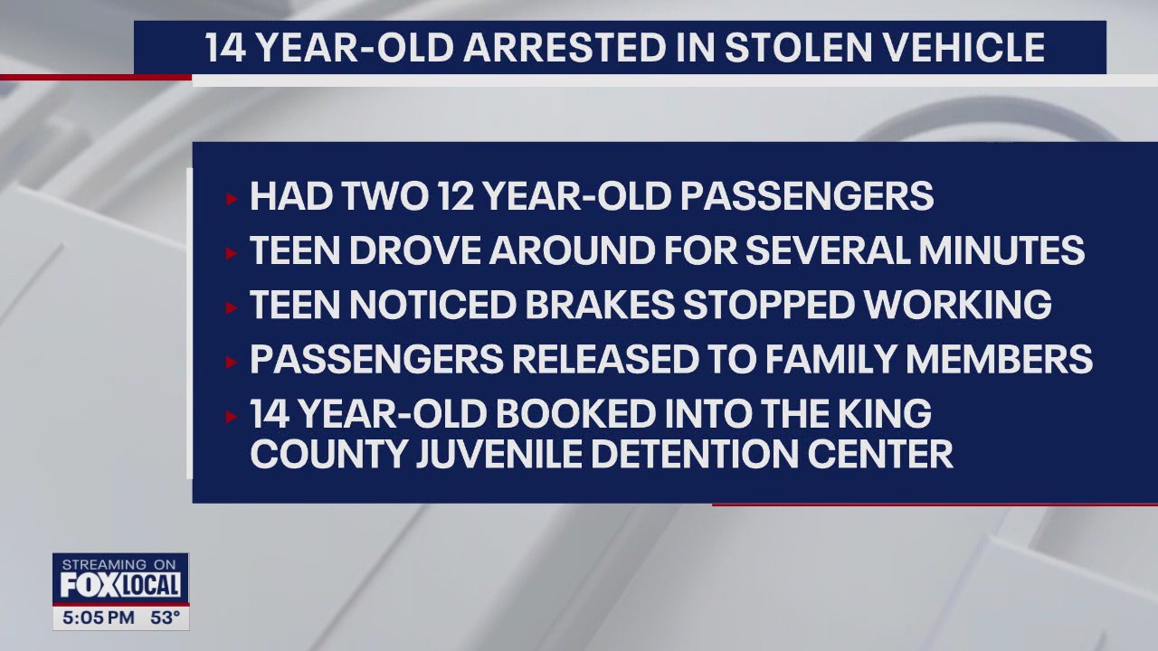 Police: Kent, WA teen takes joyride in stolen car with 2 girls