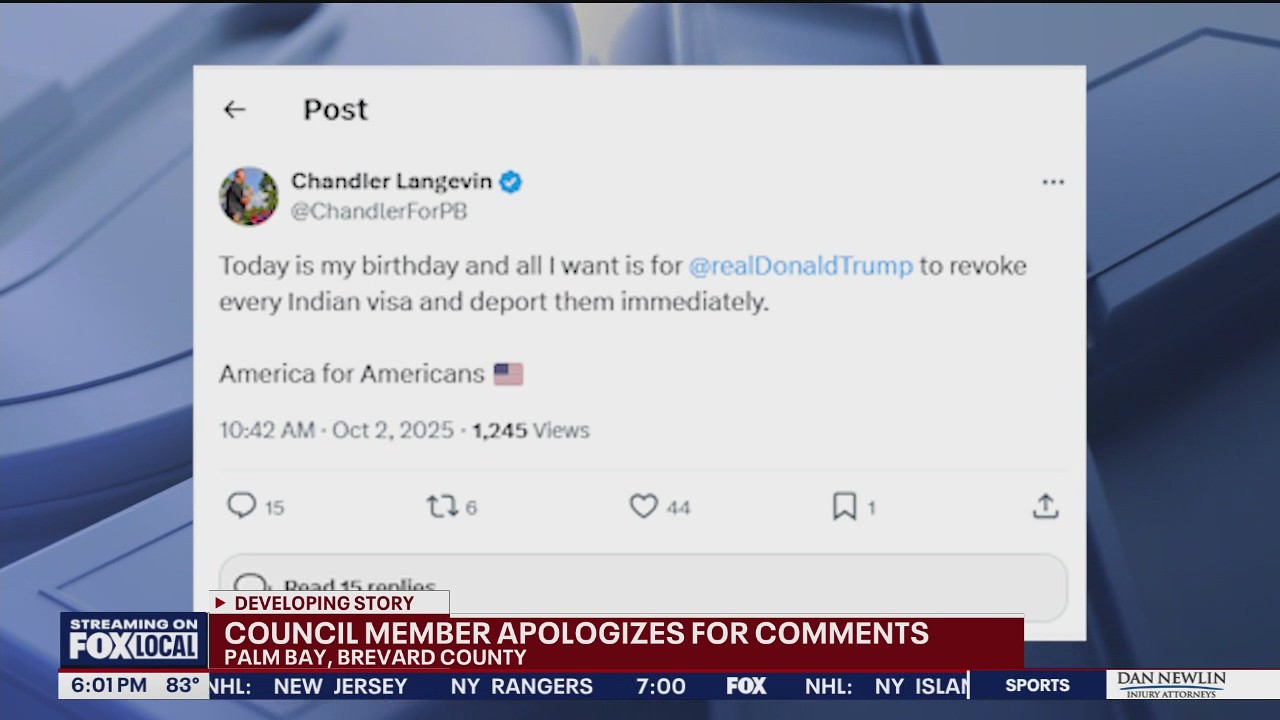 Palm Bay Council member apologizes for comments