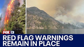 Washington wildfires grow, Red Flag Warnings remain