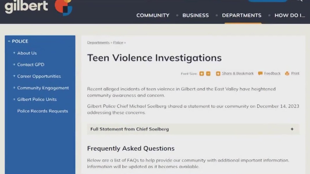 Gilbert PD has web page dedicated to teen violence