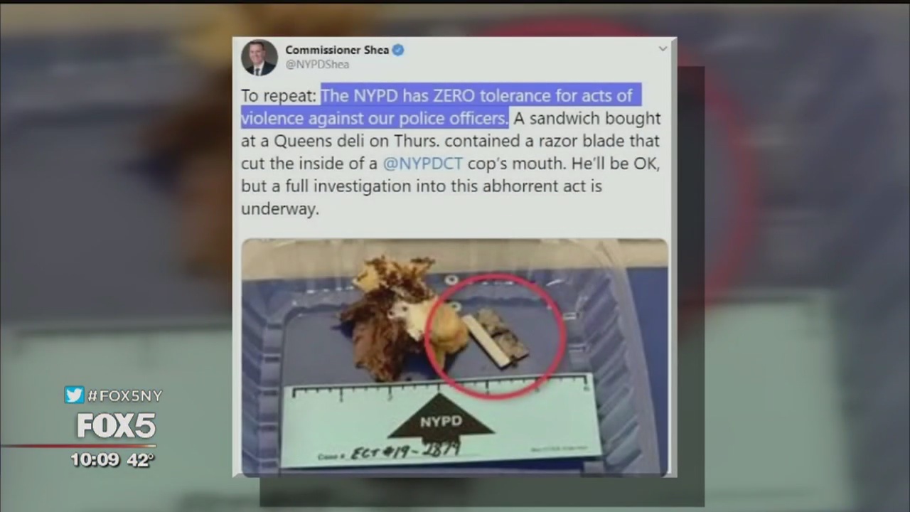 NYPD investigating deli after officer finds razor blade in sandwich