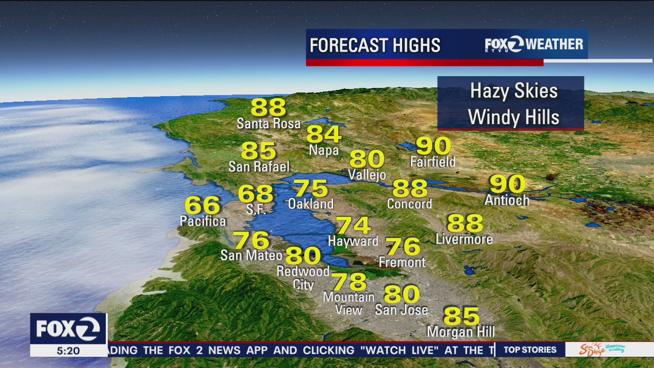 Hazy skies, windy hills