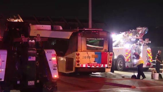 Houston METRO bus pulled from highway after crash pushed it off overpass