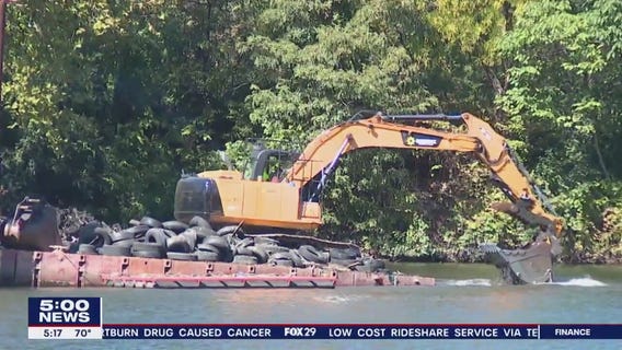 Thousands of tires illegally dumped impedes Schuylkill River dredging