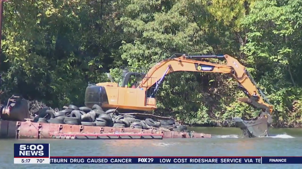 Thousands of tires illegally dumped impedes Schuylkill River dredging