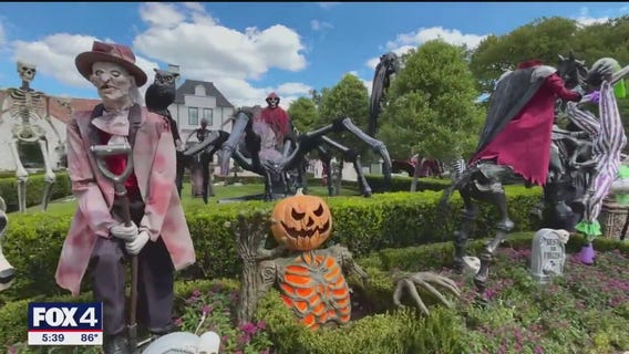 Viral mansion attracts attention with Halloween display