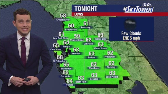 Tampa weather | Lows in the mid-60s on Sunday night
