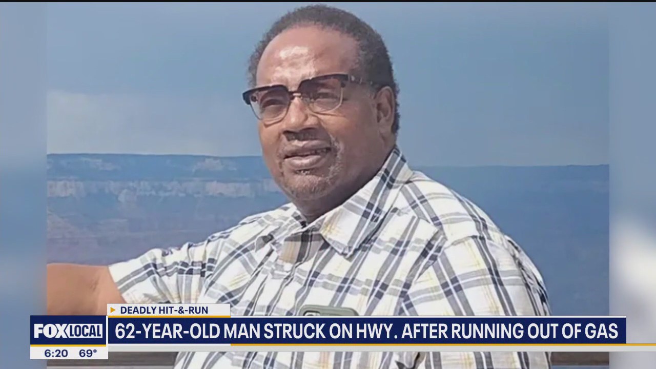 Man struck on highway after running out of gas