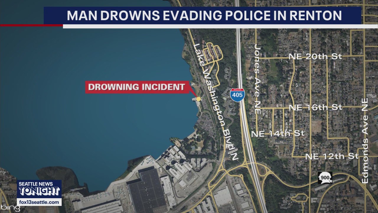 One person drowns evading police in Renton, WA