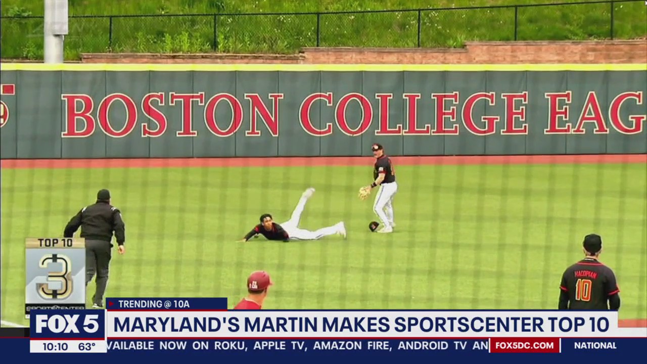 UMD's Brayden Martin makes Sportscenter's top 10 list with incredible outfield catch