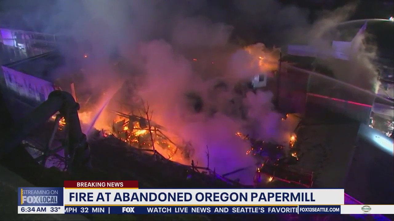 Fire at abandoned paper mill in OR
