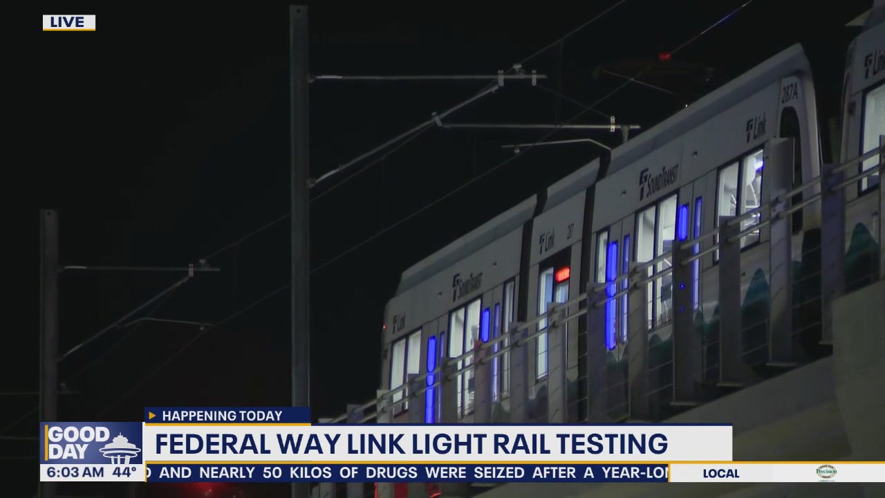 Link Light Rail testing in Federal Way, WA