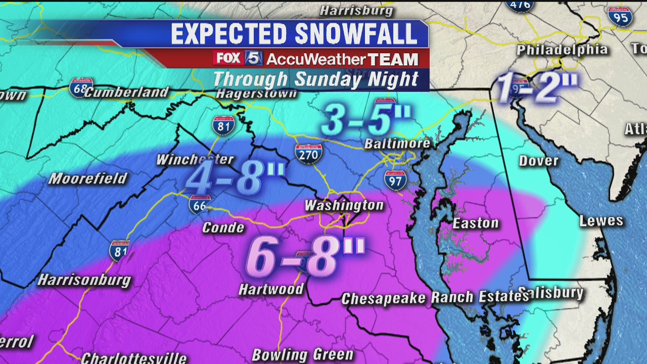 Snow continues to fall through Maryland, Virginia and DC through Sunday ...