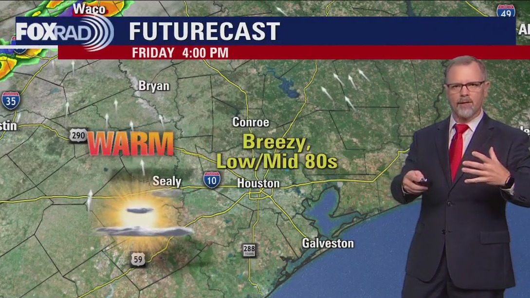 Warm, breezy Friday afternoon in the 70s, storms expected in the evening