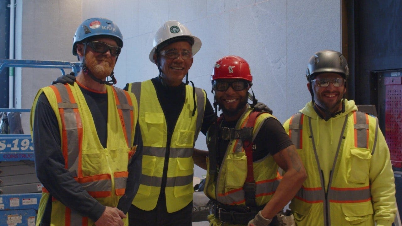Barack Obama tours nearly complete presidential center on Chicago's South Side