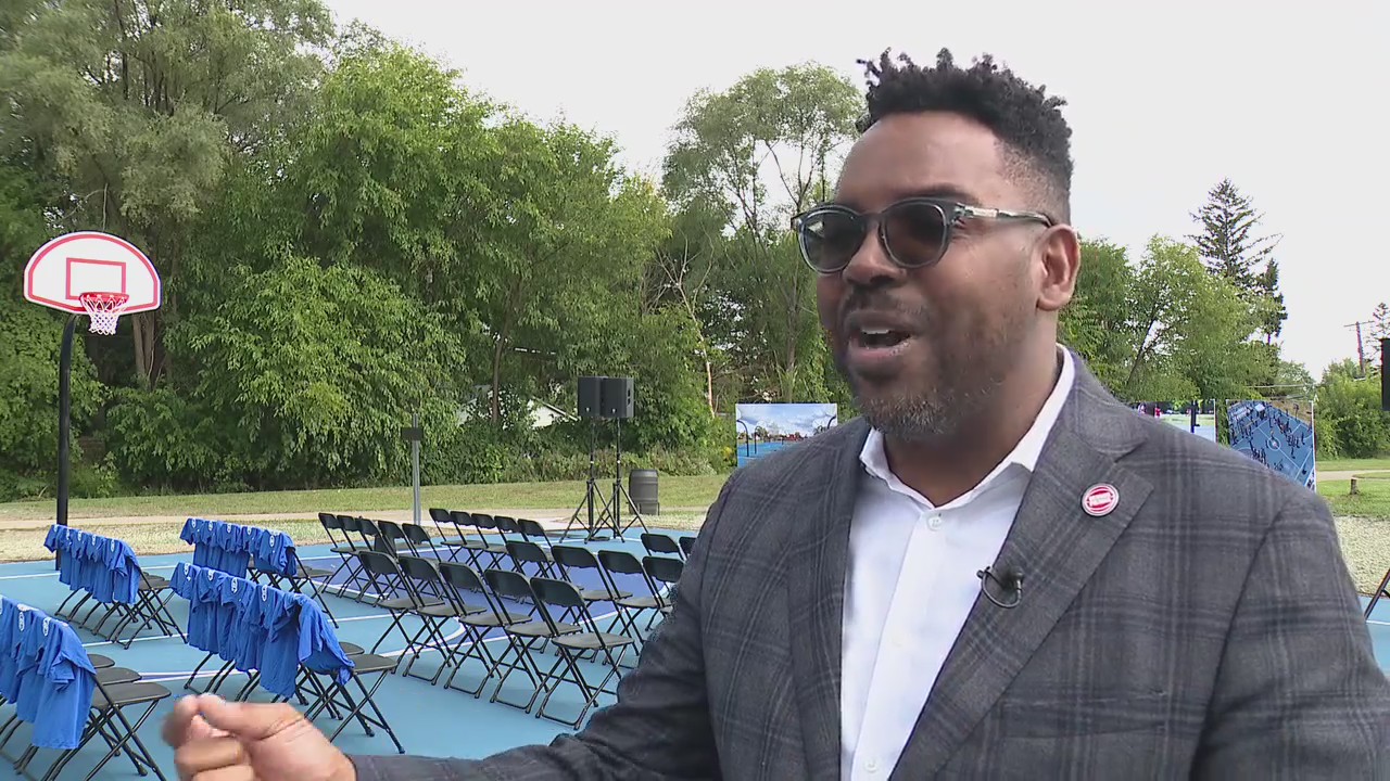 Detroit Pistons celebrate 60 refurbished basketball courts