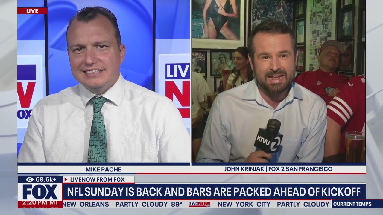 Bars are packed as NFL fans get ready for kickoff