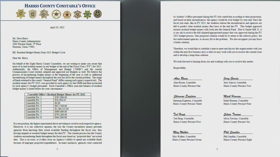 Harris County Constables voice frustration after nearly $4 million taken from their budget