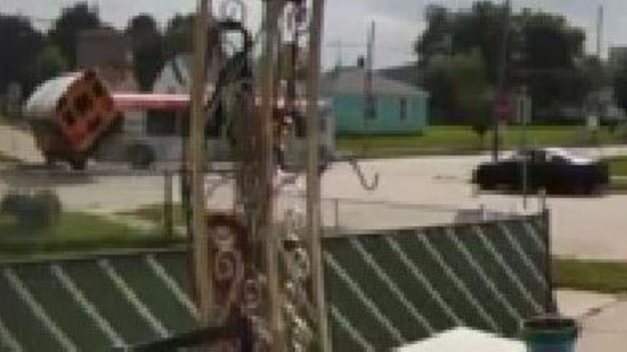 Racine school bus, city bus crash Ring camera video