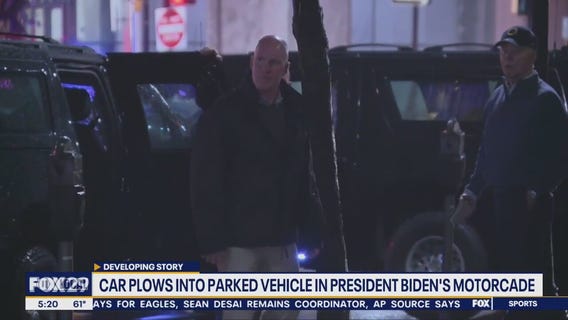 Car plows into parked vehicle in Biden's motorcade outside Delaware campaign headquarters