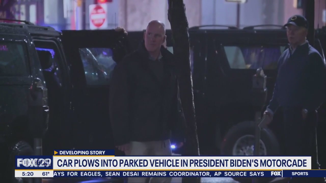 Car plows into parked vehicle in Biden's motorcade outside Delaware campaign headquarters