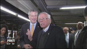 Sanders and de Blasio ride the subway
