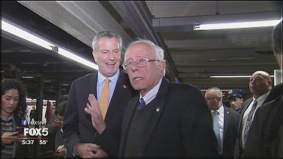 Sanders and de Blasio ride the subway