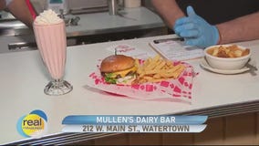 Checking out the menu at Mullen's Dairy Bar