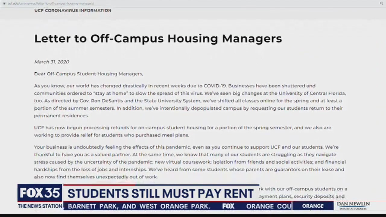 UCF students still having to pay rent
