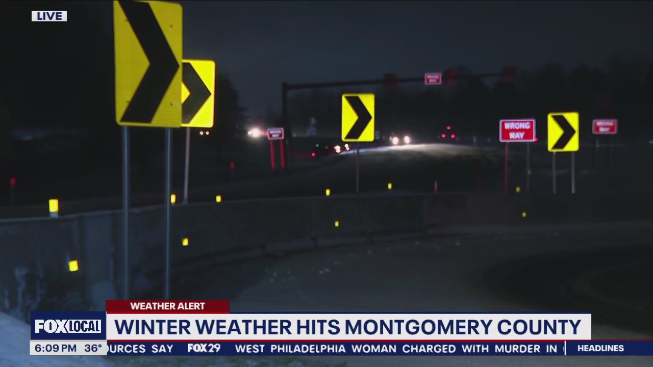 Montgomery County road conditions are poor with snow falling