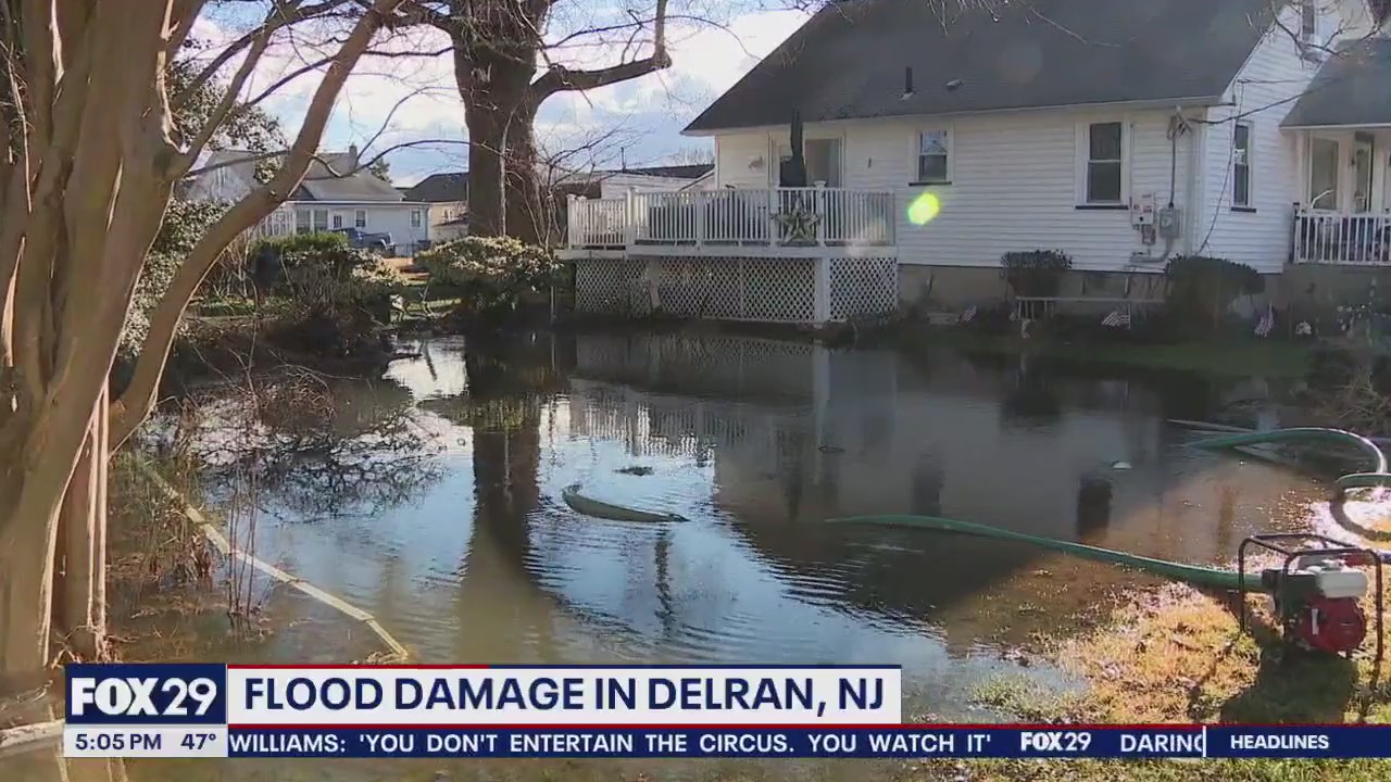 Flood damage in 'hardest hit town' of Delran, New Jersey