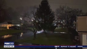 Transformers spark, lighting the night sky during storms