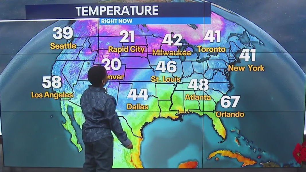 7-year-old Israel helps with the weather