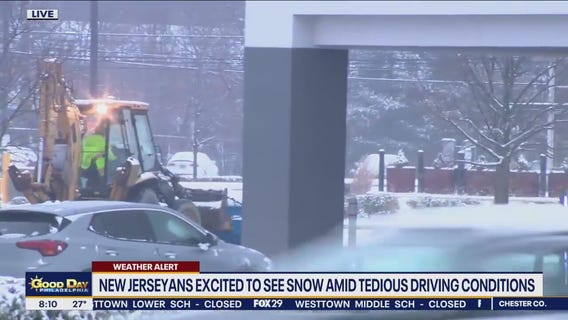 New Jersey excited to see snow despite tedious driving conditions
