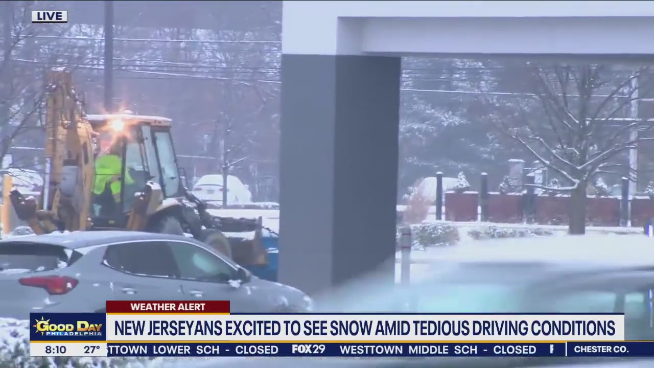 New Jersey excited to see snow despite tedious driving conditions