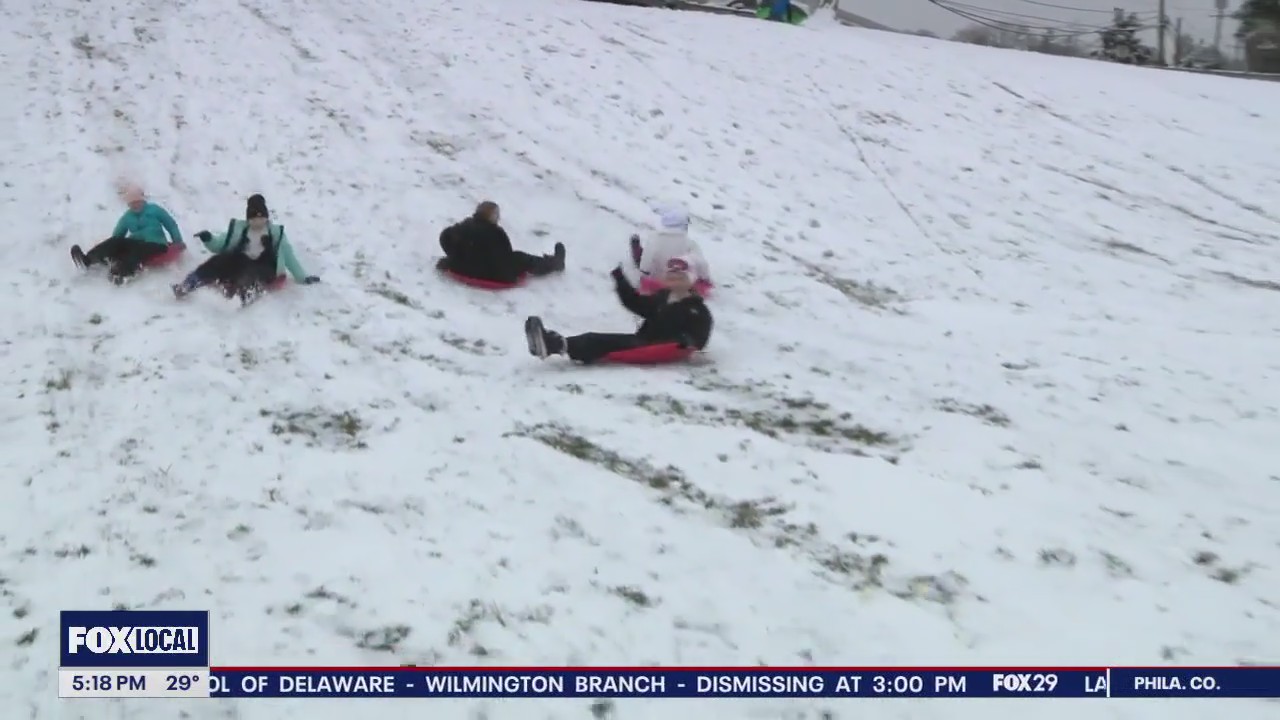 Kids are happy with Delco snow day as adults deal with icy roads and snow