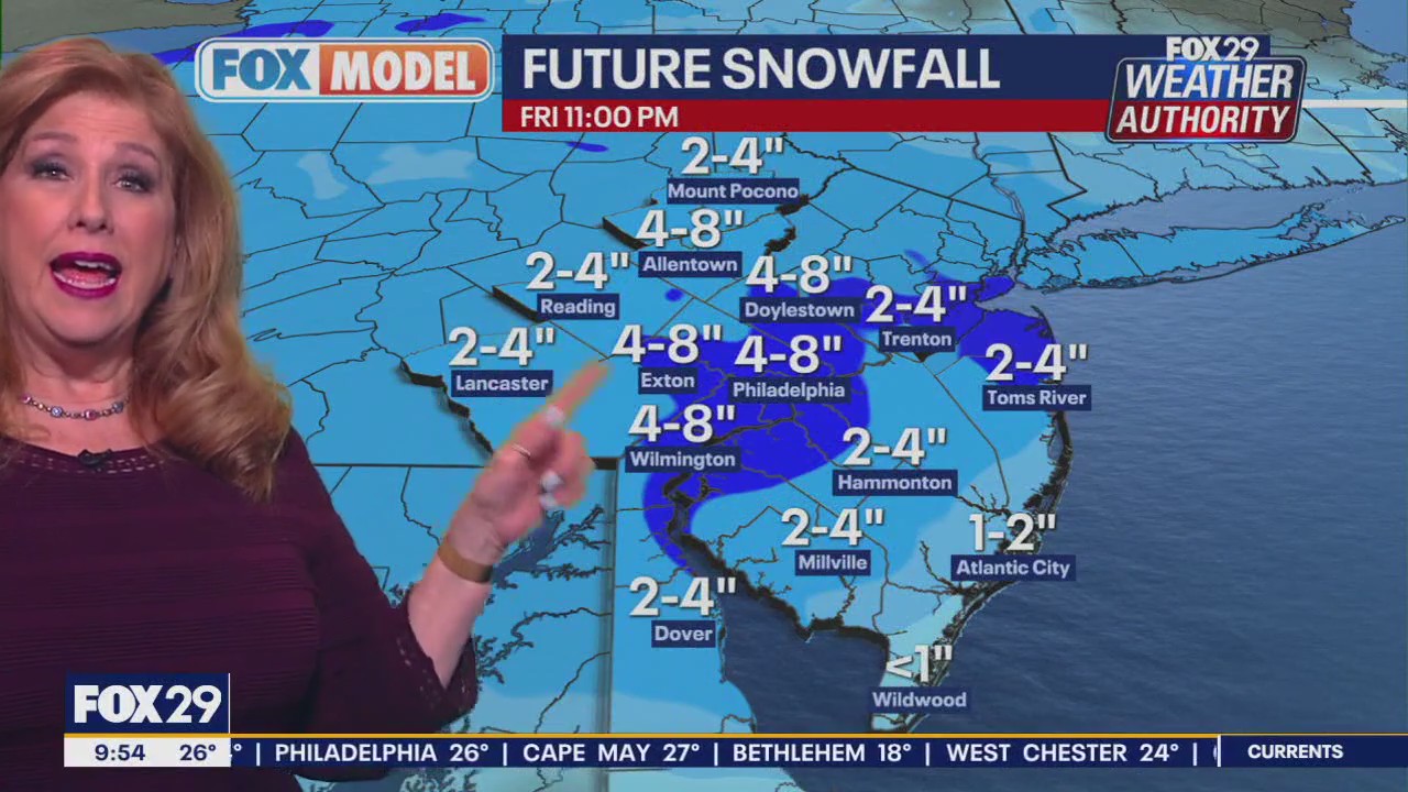 Philadelphia snow totals increased as Friday storm approaches