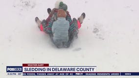 Snow day in Delaware County means kids are sledding
