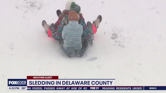 Snow day in Delaware County means kids are sledding