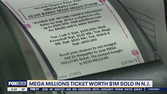 $1 million Mega Millions ticket told in New Jersey!