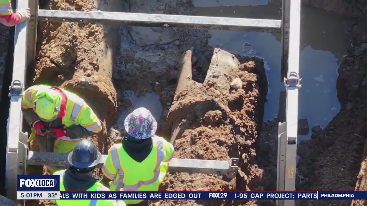Ruptured water main repair work continues in Norristown