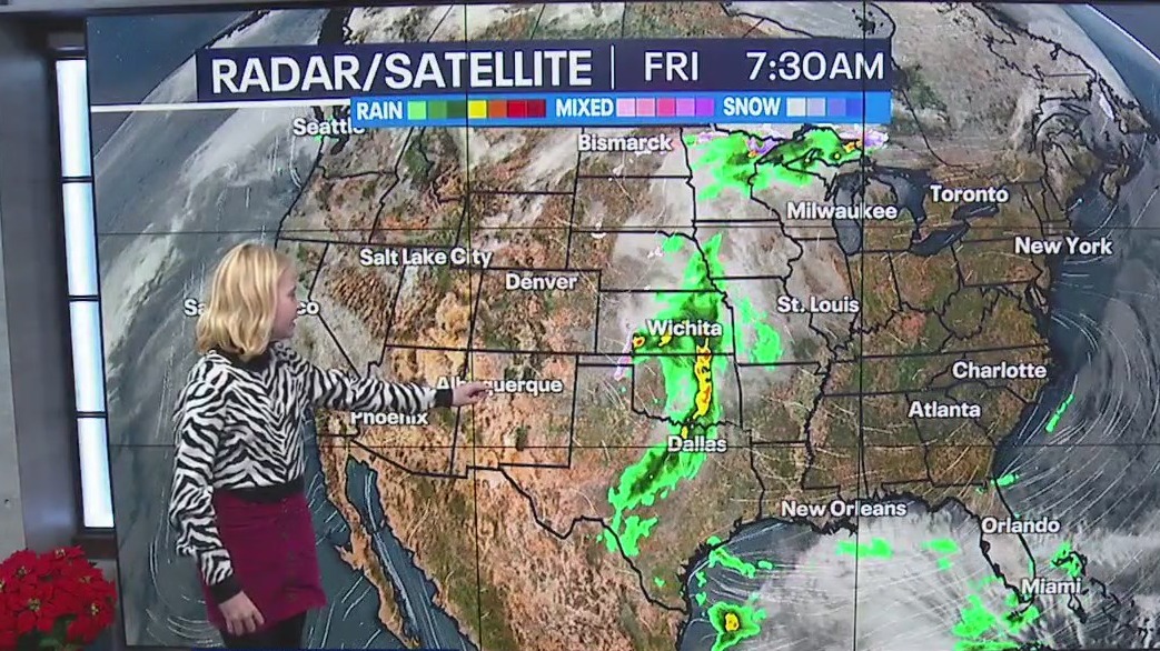 9-year-old Lorelei helps with the weather