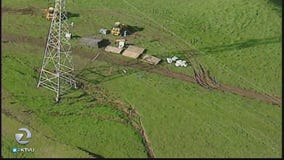 Rain causes PG&E transmission tower to lean
