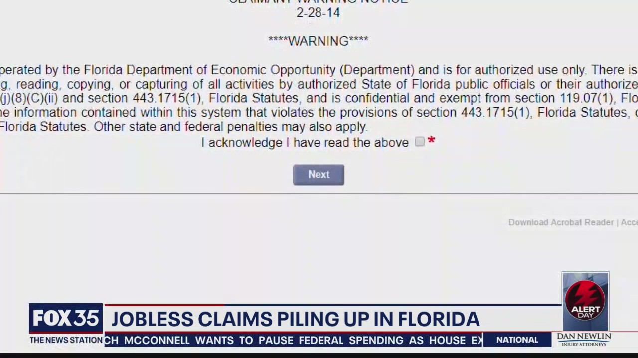 Jobless claims piling up in Florida