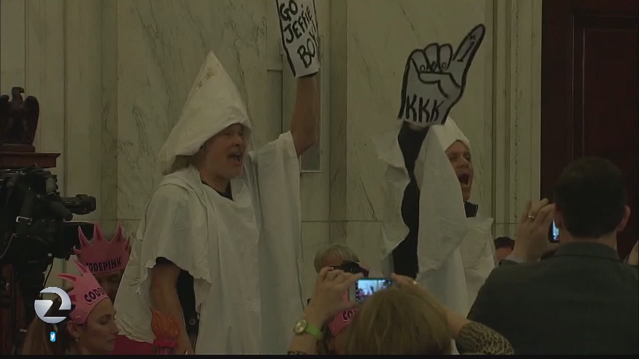 Hearing for Jeff Sessions disrupted