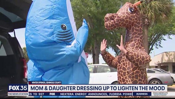Mom and daughter dress up for grocery visit