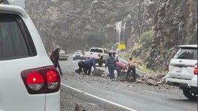 Rain causes rockslides in Devil's Canyon near Superior