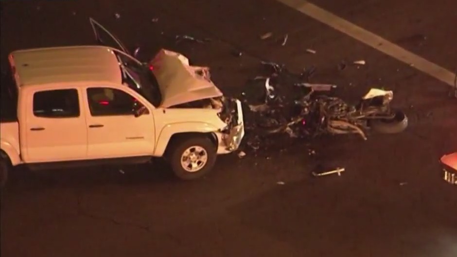 Mesa crash sends motorcycle rider, pickup truck driver to the hospital
