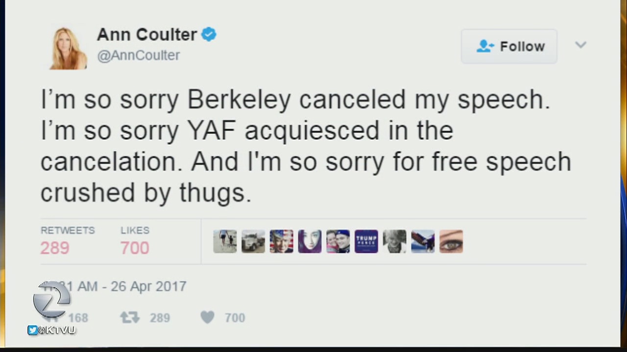 Coulter speech canceled
